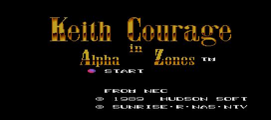Keith Courage In Alpha Zones Title Screen